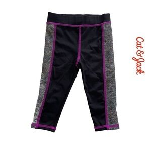 Cat & Jack Black & Purple Cropped Leggings - 3T